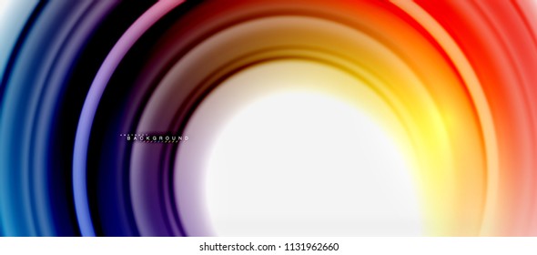 Rainbow fluid color line abstract background - swirl and circles, twisted liquid colours design, colorful marble or plastic wavy texture backdrop, multicolored template for business or technology