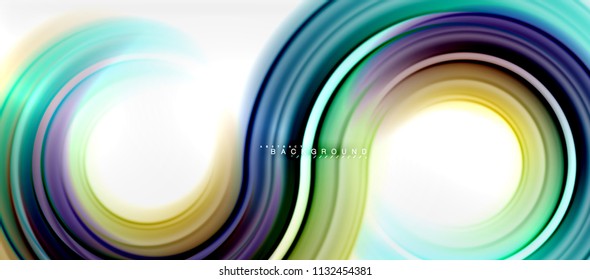 Rainbow fluid color line abstract background - swirl and circles, twisted liquid colours design, colorful marble or plastic wavy texture backdrop, multicolored template for business or technology