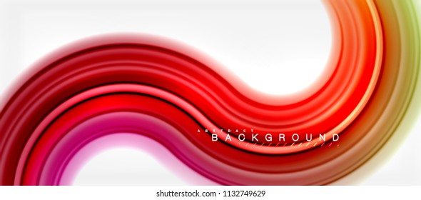 Rainbow fluid color line abstract background - swirl and circles, twisted liquid colours design, colorful marble or plastic wavy texture backdrop, multicolored template for business or technology