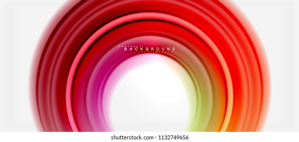Fondo abstracto de la línea de color del fluido arcoiris - giratorio y círculos, diseño de colores líquidos retorcidos, fondo de textura ondulada de mármol colorido o plástico, plantilla multicolor para empresas o tecnología