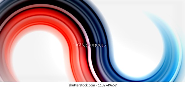 Fondo abstracto de la línea de color del fluido arcoiris - giratorio y círculos, diseño de colores líquidos retorcidos, fondo de textura ondulada de mármol colorido o plástico, plantilla multicolor para empresas o tecnología