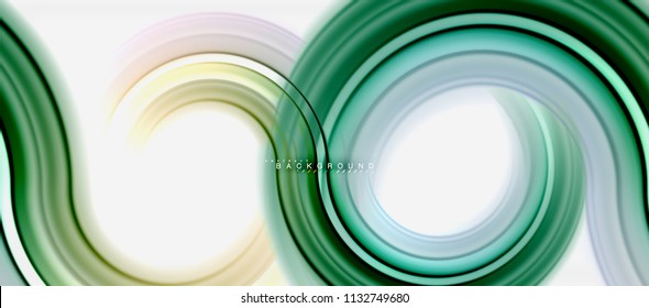 Fondo abstracto de la línea de color del fluido arcoiris - giratorio y círculos, diseño de colores líquidos retorcidos, fondo de textura ondulada de mármol colorido o plástico, plantilla multicolor para empresas o tecnología