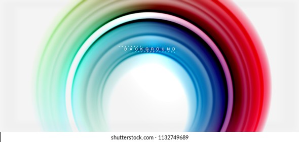 Rainbow fluid color line abstract background - swirl and circles, twisted liquid colours design, colorful marble or plastic wavy texture backdrop, multicolored template for business or technology