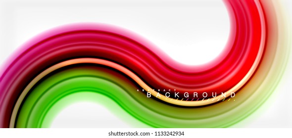Rainbow fluid color line abstract background - swirl and circles, twisted liquid colours design, colorful marble or plastic wavy texture backdrop, multicolored template for business or technology
