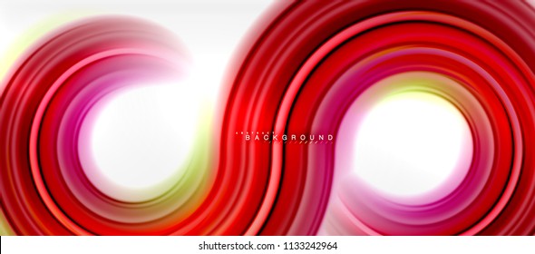 Rainbow fluid color line abstract background - swirl and circles, twisted liquid colours design, colorful marble or plastic wavy texture backdrop, multicolored template for business or technology