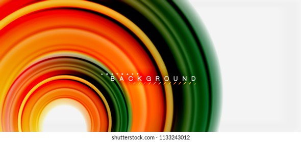 Rainbow fluid color line abstract background - swirl and circles, twisted liquid colours design, colorful marble or plastic wavy texture backdrop, multicolored template for business or technology