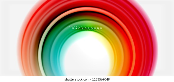 Fondo abstracto de la línea de color del fluido arcoiris - giratorio y círculos, diseño de colores líquidos retorcidos, fondo de textura ondulada de mármol colorido o plástico, plantilla multicolor para empresas o tecnología
