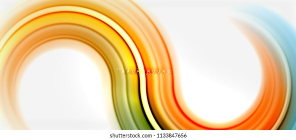 Fondo abstracto de la línea de color del fluido arcoiris - giratorio y círculos, diseño de colores líquidos retorcidos, fondo de textura ondulada de mármol colorido o plástico, plantilla multicolor para empresas o tecnología