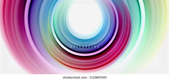 Rainbow fluid color line abstract background - swirl and circles, twisted liquid colours design, colorful marble or plastic wavy texture backdrop, multicolored template for business or technology