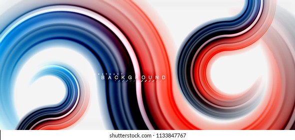 Rainbow fluid color line abstract background - swirl and circles, twisted liquid colours design, colorful marble or plastic wavy texture backdrop, multicolored template for business or technology