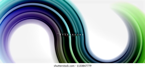 Rainbow fluid color line abstract background - swirl and circles, twisted liquid colours design, colorful marble or plastic wavy texture backdrop, multicolored template for business or technology
