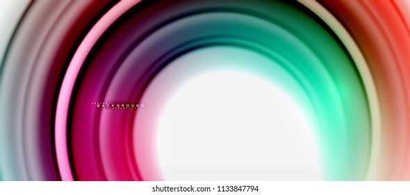 Rainbow fluid color line abstract background - swirl and circles, twisted liquid colours design, colorful marble or plastic wavy texture backdrop, multicolored template for business or technology
