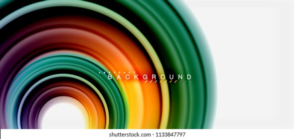 Rainbow fluid color line abstract background - swirl and circles, twisted liquid colours design, colorful marble or plastic wavy texture backdrop, multicolored template for business or technology