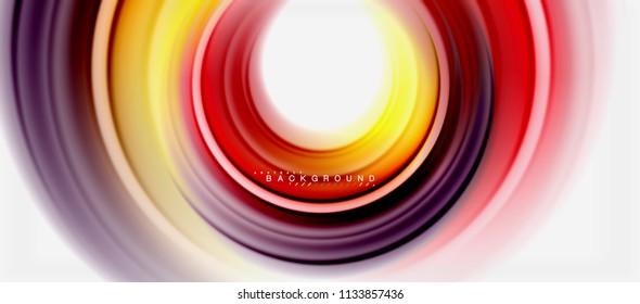 Fondo abstracto de la línea de color del fluido arcoiris - giratorio y círculos, diseño de colores líquidos retorcidos, fondo de textura ondulada de mármol colorido o plástico, plantilla multicolor para empresas o tecnología