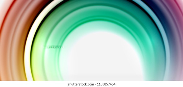 Rainbow fluid color line abstract background - swirl and circles, twisted liquid colours design, colorful marble or plastic wavy texture backdrop, multicolored template for business or technology