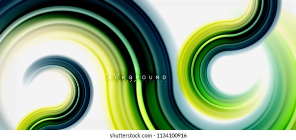 Rainbow fluid color line abstract background - swirl and circles, twisted liquid colours design, colorful marble or plastic wavy texture backdrop, multicolored template for business or technology
