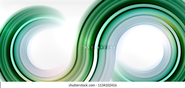 Rainbow fluid color line abstract background - swirl and circles, twisted liquid colours design, colorful marble or plastic wavy texture backdrop, multicolored template for business or technology