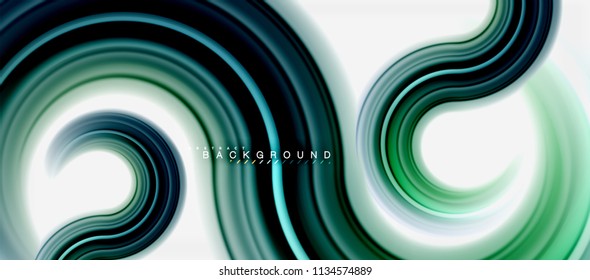 Rainbow fluid color line abstract background - swirl and circles, twisted liquid colours design, colorful marble or plastic wavy texture backdrop, multicolored template for business or technology