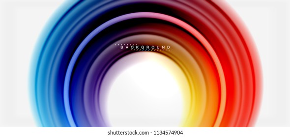 Rainbow fluid color line abstract background - swirl and circles, twisted liquid colours design, colorful marble or plastic wavy texture backdrop, multicolored template for business or technology