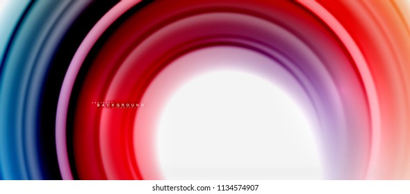 Rainbow fluid color line abstract background - swirl and circles, twisted liquid colours design, colorful marble or plastic wavy texture backdrop, multicolored template for business or technology