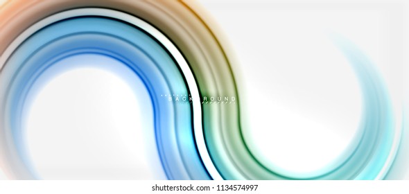 Rainbow fluid color line abstract background - swirl and circles, twisted liquid colours design, colorful marble or plastic wavy texture backdrop, multicolored template for business or technology