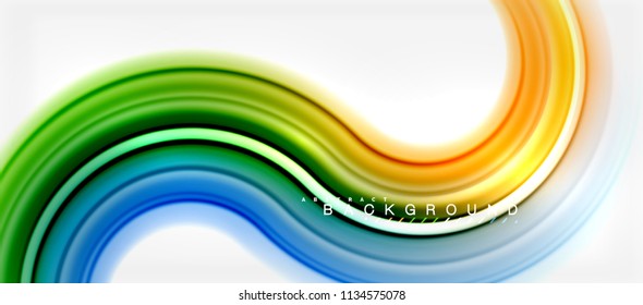 Rainbow fluid color line abstract background - swirl and circles, twisted liquid colours design, colorful marble or plastic wavy texture backdrop, multicolored template for business or technology