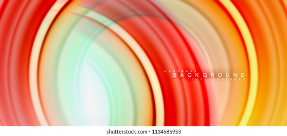 Rainbow fluid color line abstract background - swirl and circles, twisted liquid colours design, colorful marble or plastic wavy texture backdrop, multicolored template for business or technology