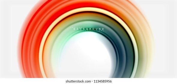Fondo abstracto de la línea de color del fluido arcoiris - giratorio y círculos, diseño de colores líquidos retorcidos, fondo de textura ondulada de mármol colorido o plástico, plantilla multicolor para empresas o tecnología
