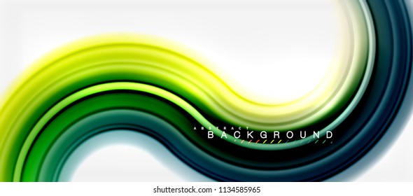 Rainbow fluid color line abstract background - swirl and circles, twisted liquid colours design, colorful marble or plastic wavy texture backdrop, multicolored template for business or technology