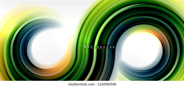 Rainbow fluid color line abstract background - swirl and circles, twisted liquid colours design, colorful marble or plastic wavy texture backdrop, multicolored template for business or technology