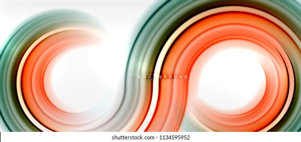 Rainbow fluid color line abstract background - swirl and circles, twisted liquid colours design, colorful marble or plastic wavy texture backdrop, multicolored template for business or technology