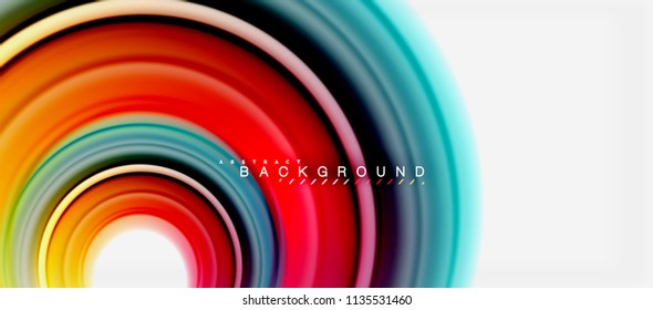 Rainbow fluid color line abstract background - swirl and circles, twisted liquid colours design, colorful marble or plastic wavy texture backdrop, multicolored template for business or technology