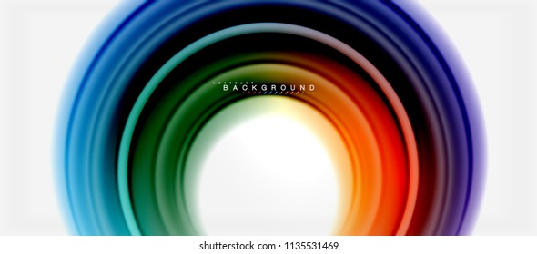 Rainbow fluid color line abstract background - swirl and circles, twisted liquid colours design, colorful marble or plastic wavy texture backdrop, multicolored template for business or technology