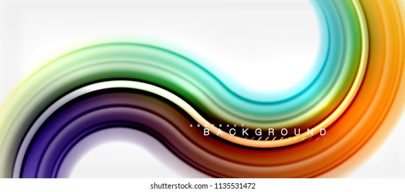 Rainbow fluid color line abstract background - swirl and circles, twisted liquid colours design, colorful marble or plastic wavy texture backdrop, multicolored template for business or technology