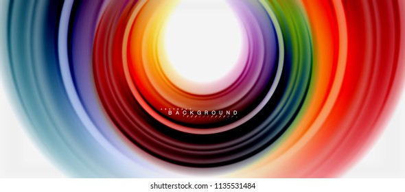 Fondo abstracto de la línea de color del fluido arcoiris - giratorio y círculos, diseño de colores líquidos retorcidos, fondo de textura ondulada de mármol colorido o plástico, plantilla multicolor para empresas o tecnología