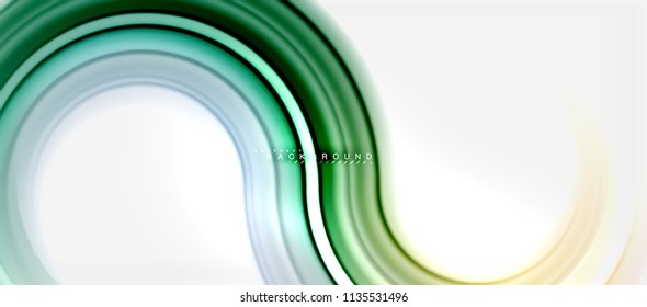 Rainbow fluid color line abstract background - swirl and circles, twisted liquid colours design, colorful marble or plastic wavy texture backdrop, multicolored template for business or technology