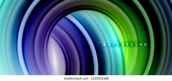 Rainbow fluid color line abstract background - swirl and circles, twisted liquid colours design, colorful marble or plastic wavy texture backdrop, multicolored template for business or technology