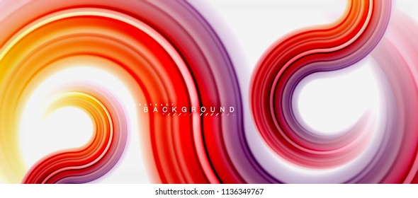 Rainbow fluid color line abstract background - swirl and circles, twisted liquid colours design, colorful marble or plastic wavy texture backdrop, multicolored template for business or technology