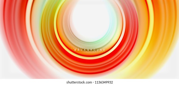 Rainbow fluid color line abstract background - swirl and circles, twisted liquid colours design, colorful marble or plastic wavy texture backdrop, multicolored template for business or technology