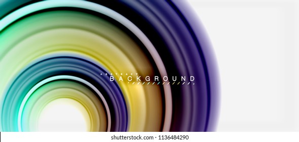 Rainbow fluid color line abstract background - swirl and circles, twisted liquid colours design, colorful marble or plastic wavy texture backdrop, multicolored template for business or technology