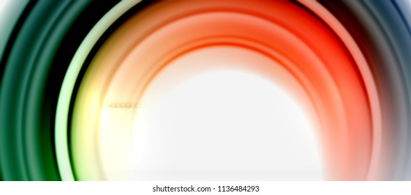 Rainbow fluid color line abstract background - swirl and circles, twisted liquid colours design, colorful marble or plastic wavy texture backdrop, multicolored template for business or technology