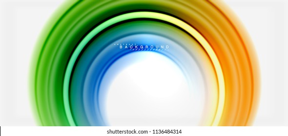 Fondo abstracto de la línea de color del fluido arcoiris - giratorio y círculos, diseño de colores líquidos retorcidos, fondo de textura ondulada de mármol colorido o plástico, plantilla multicolor para empresas o tecnología