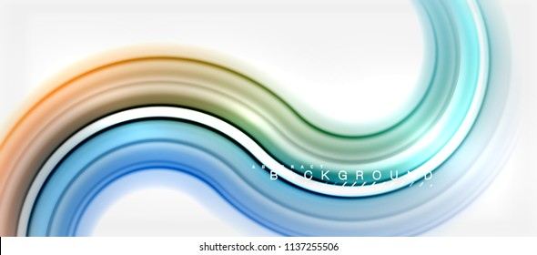 Rainbow fluid color line abstract background - swirl and circles, twisted liquid colours design, colorful marble or plastic wavy texture backdrop, multicolored template for business or technology