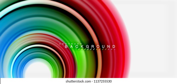 Rainbow fluid color line abstract background - swirl and circles, twisted liquid colours design, colorful marble or plastic wavy texture backdrop, multicolored template for business or technology