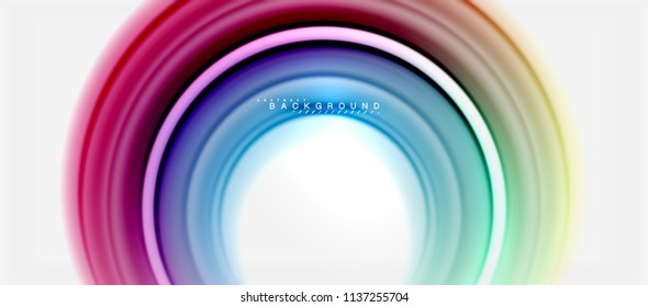 Fondo abstracto de la línea de color del fluido arcoiris - giratorio y círculos, diseño de colores líquidos retorcidos, fondo de textura ondulada de mármol colorido o plástico, plantilla multicolor para empresas o tecnología