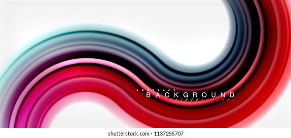 Rainbow fluid color line abstract background - swirl and circles, twisted liquid colours design, colorful marble or plastic wavy texture backdrop, multicolored template for business or technology