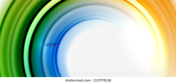 Rainbow fluid color line abstract background - swirl and circles, twisted liquid colours design, colorful marble or plastic wavy texture backdrop, multicolored template for business or technology