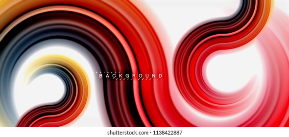 Rainbow fluid color line abstract background - swirl and circles, twisted liquid colours design, colorful marble or plastic wavy texture backdrop, multicolored template for business or technology