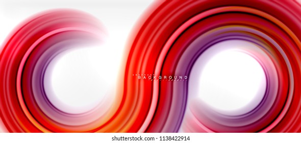 Rainbow fluid color line abstract background - swirl and circles, twisted liquid colours design, colorful marble or plastic wavy texture backdrop, multicolored template for business or technology