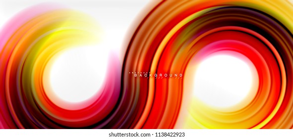 Rainbow fluid color line abstract background - swirl and circles, twisted liquid colours design, colorful marble or plastic wavy texture backdrop, multicolored template for business or technology